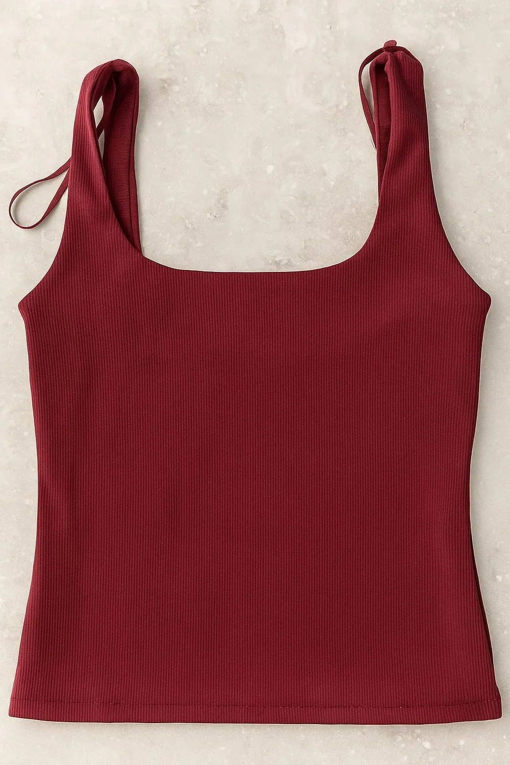 BORDO -KALIN ASKILI KARE YAKA FİTİLLİ CROP