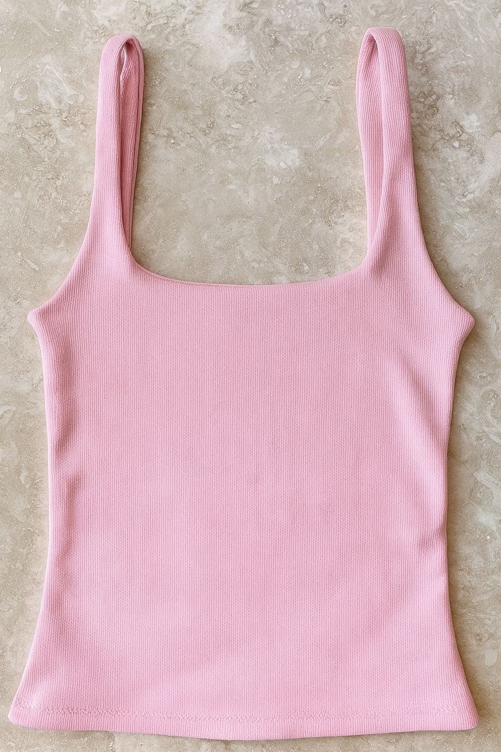 PEMBE-KALIN ASKILI KARE YAKA FİTİLLİ CROP