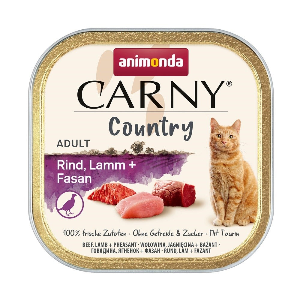 Animonda Carny Country Sığırlı Kuzulu ve Sülünlü Yetişkin Kedi Konservesi 100g, Yetişkin Kedi Yaş Mama, Animonda