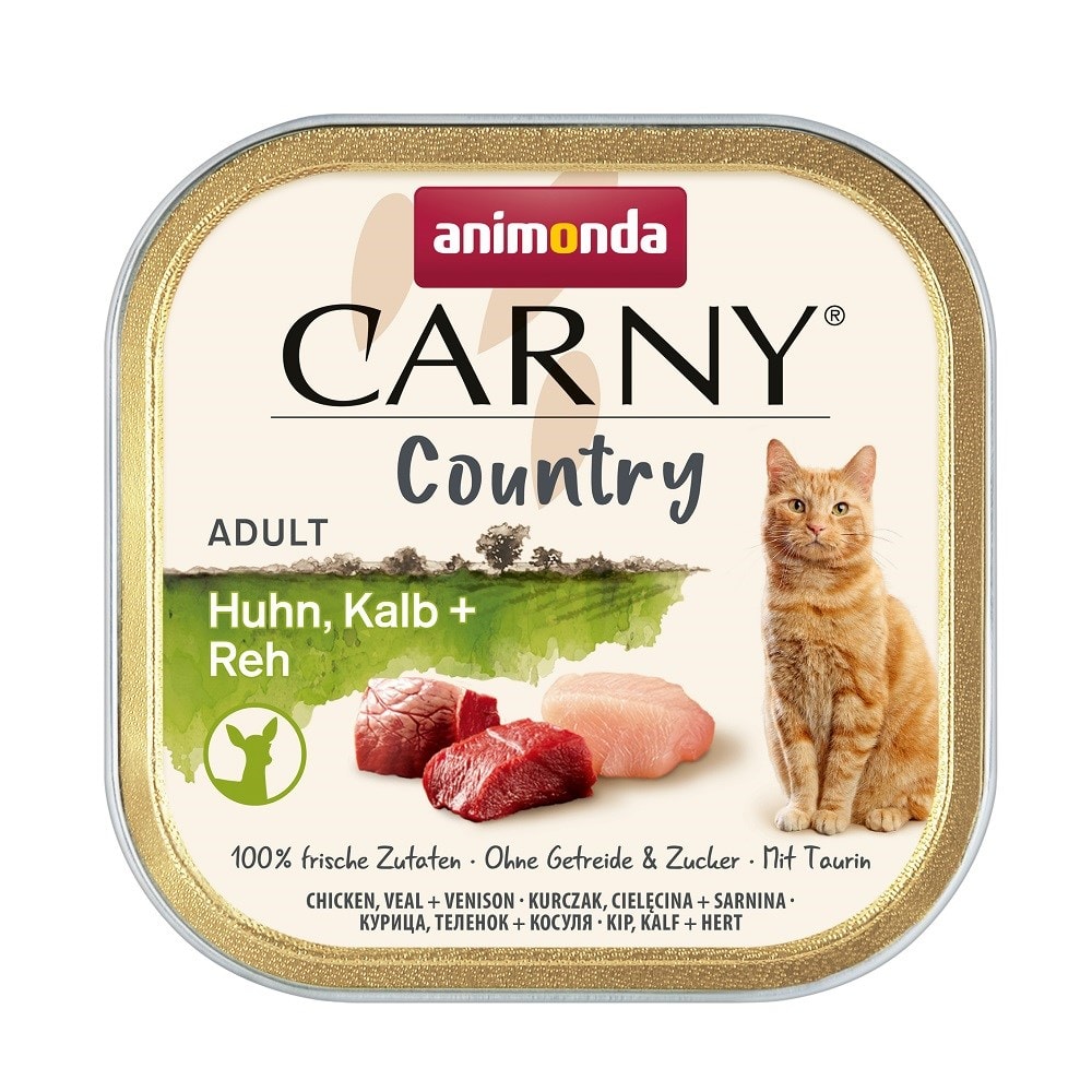 Animonda Carny Country Tavuklu Dana Etli ve Geyik Etli Yetişkin Kedi Konservesi 100g, Yetişkin Kedi Yaş Mama, Animonda