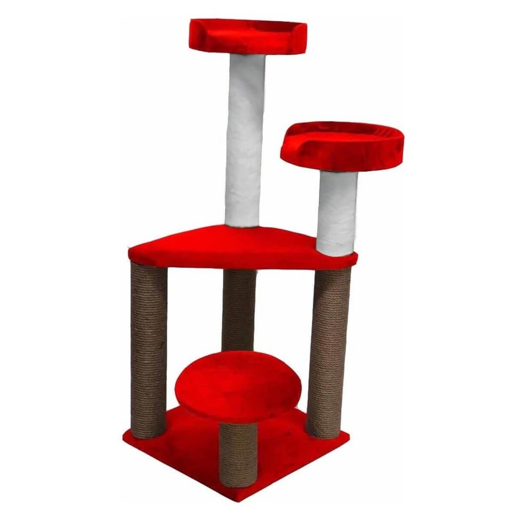Bedspet 3 Oturaklı Kedi Tırmalama Kulesi Kırmızı, Kedi Tırmalamaları, Bedspet
