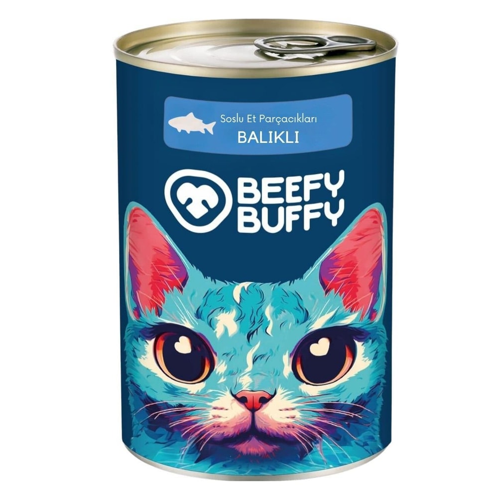 Beefy Buffy Yoğun Balık İçerikli Kedi Konservesi 415 Gr, Yetişkin Kedi Yaş Mama, Beefy Buffy