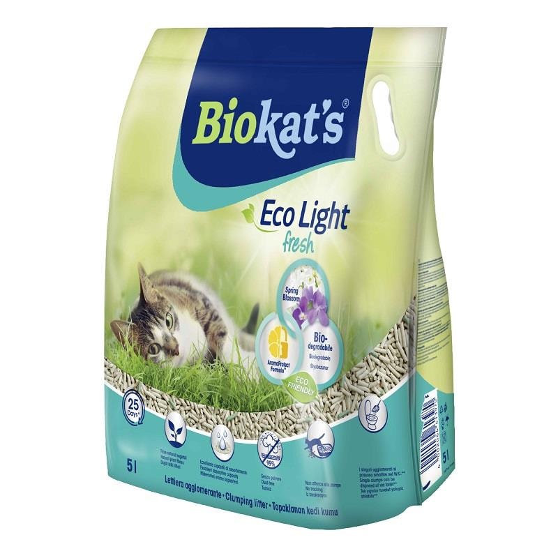 Biokat's Eco Light Fresh Spring Blossom Pelet Kedi Kumu 5lt, Organik Pellet Kumlar, Biokats
