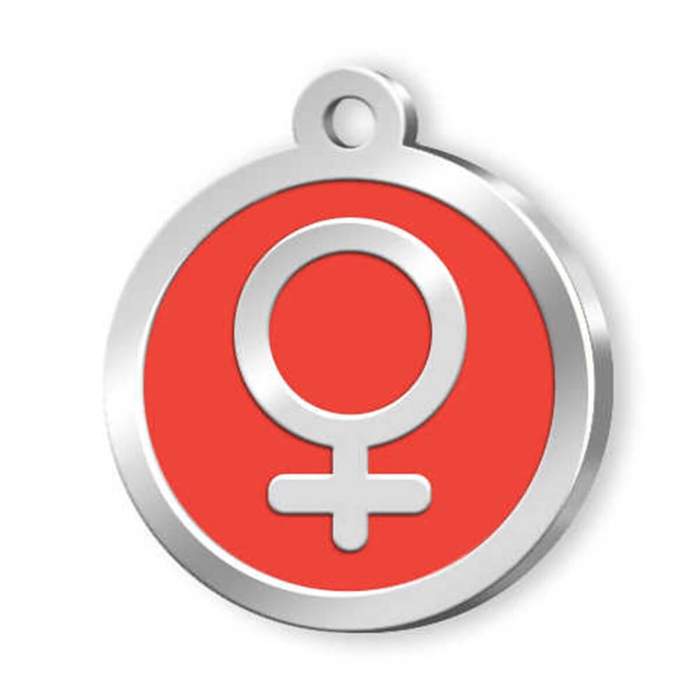 Dalis Pet Tag Mineli Kadın Sembol Desenli Künye Kırmızı