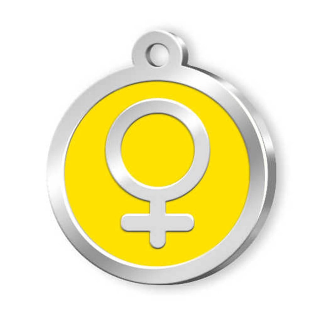 Dalis Pet Tag Mineli Kadın Sembol Desenli Künye Sarı