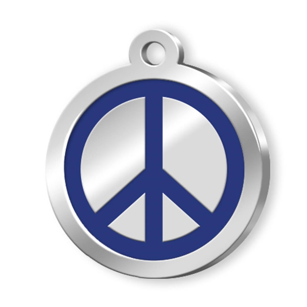 Dalis Pet Tag Mineli Seri Dünya Barışı Desenli Künye Mavi