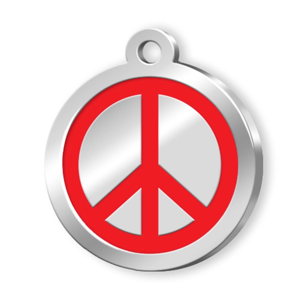 Dalis Pet Tag Mineli Seri Dünya Barışı Desenli Künye Kırmızı