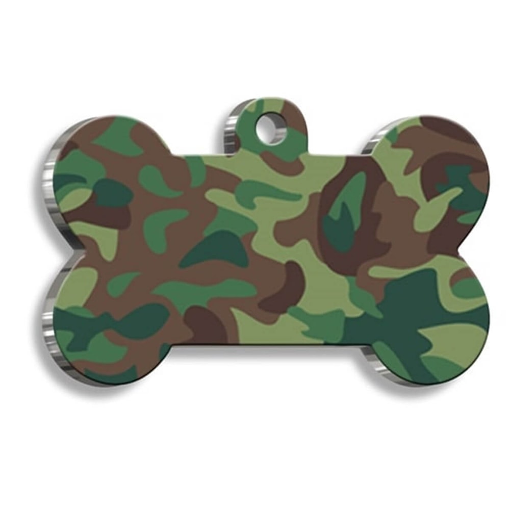 Dalis Pet Tag Yeşil Kamuflaj Desenli Kemik Kedi  Künyesi
