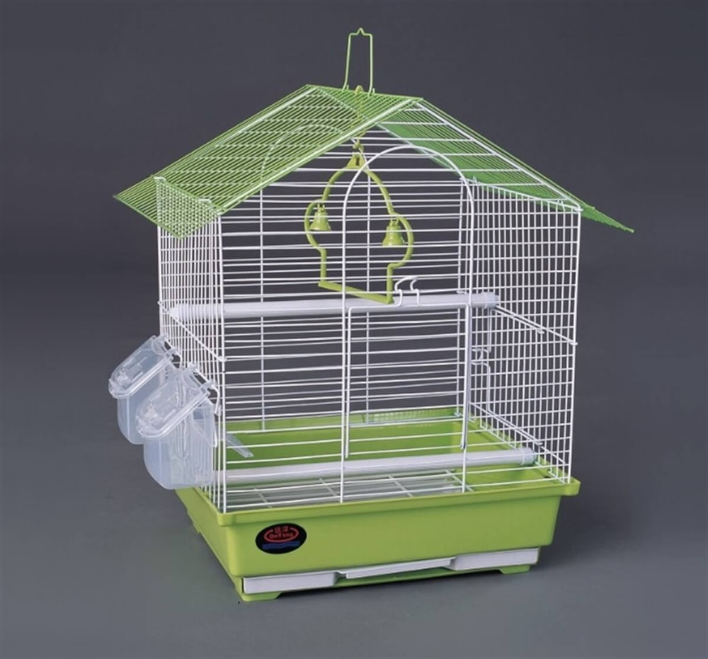 Dayang Çatılı İki Kapılı Renkli Muhabbet Kafesi 30x23x39 Cm