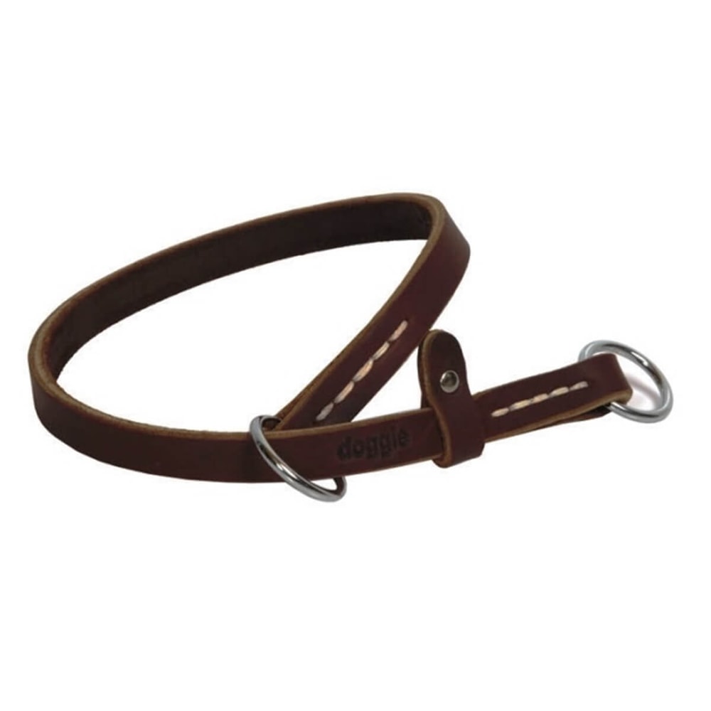 Doggie Yağlı Deri Eğitim Tasması Kahve 1,5x50 cm