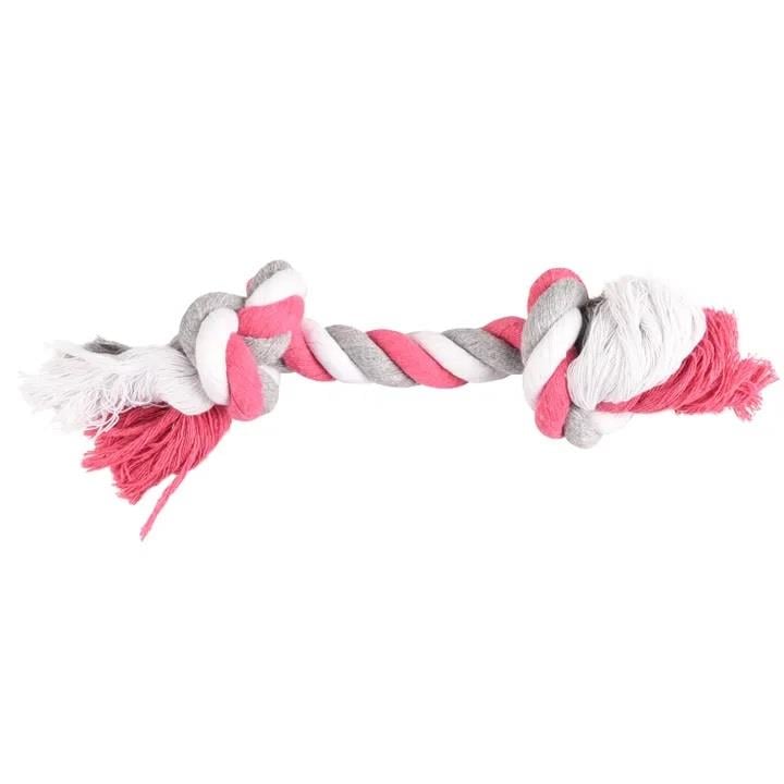 Flamingo 2 Dügümlü Diş İpi Köpek Oyuncağı Pembe+Gri 22 Cm, Köpek Diş İpleri, Flamingo
