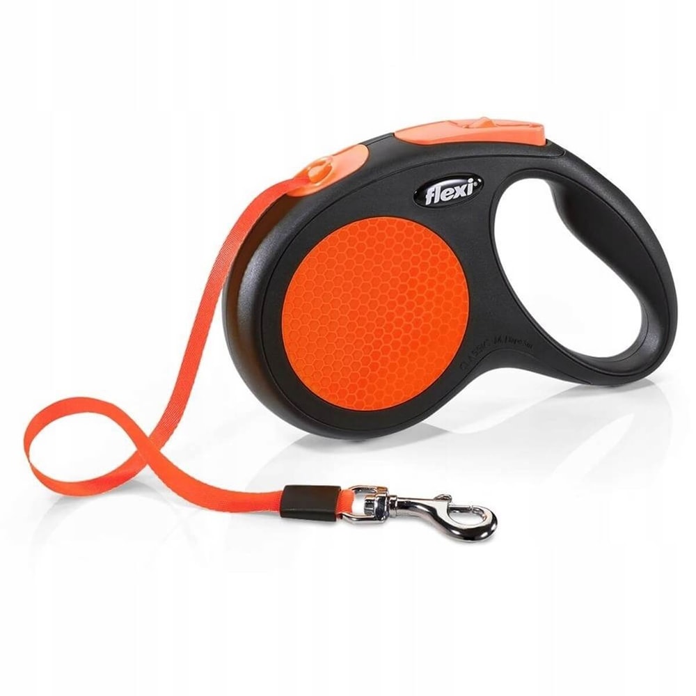 Flexi Neon Turuncu  Otomatik Şerit Tasma Medium 5 Mt 25 kg