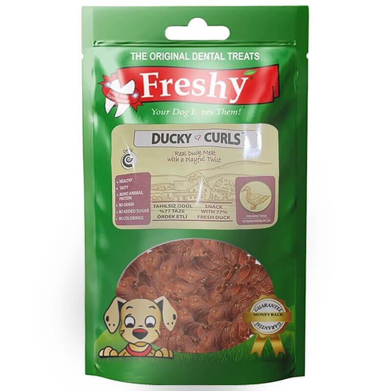 Freshy Ducky Curls Kıvrık Ördek Eti Köpek Ödülü, Köpek Atıştırmalıkları, Freshy