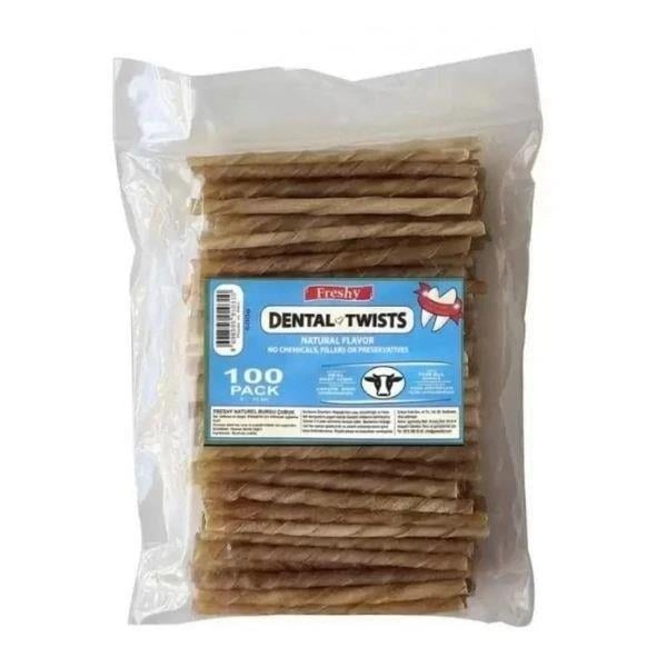 Freshy Naturel Dental Burgu Çiğneme Çubuğu 100Adet, Köpek Ödül Kemiği, Freshy