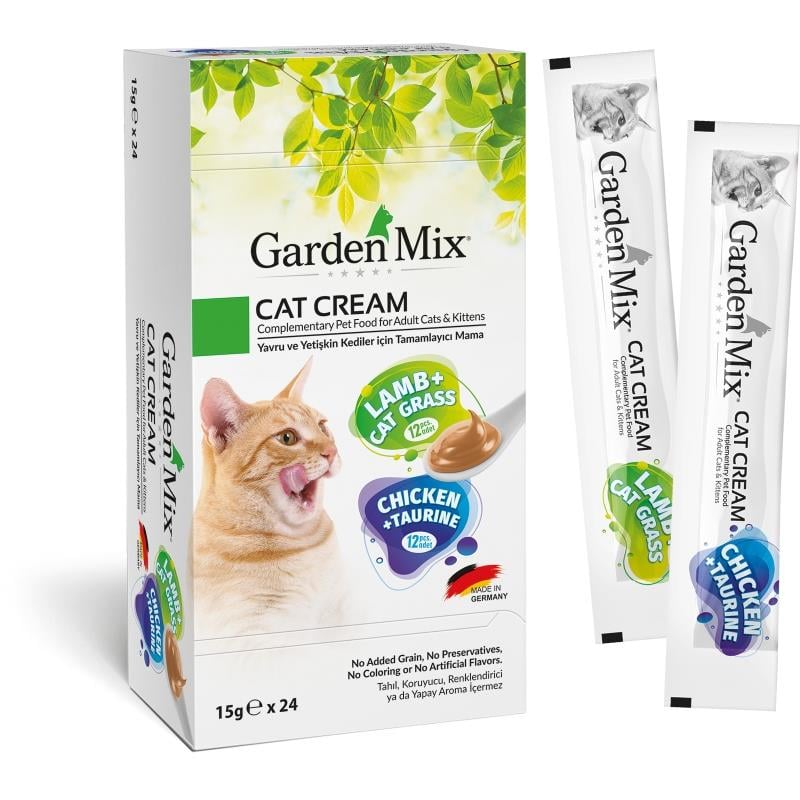 Garden Mix Kedi Kreması Tavuk Ve Kuzu Lezzetleri  24x15gr, Kedi Ödül Maması, GardenMix