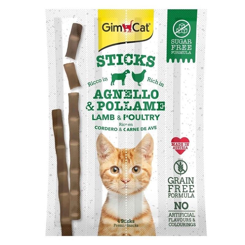 GimCat Sticks Kuzu Etli Ve Pirinçli 4 Parça Çiğnenti 20 Gr, Kedi Ödül Maması, GimCat
