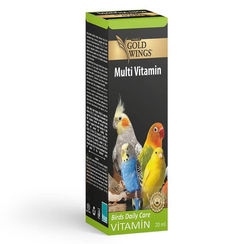 Gold Wings Premium Multivitamin Tüy Oluşum Desteği 20cc, Kuş Vitamini, Gold Wings