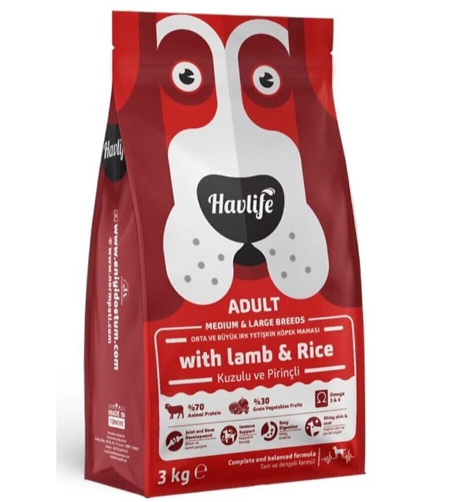 Havlife Kuzulu Medium & Large Yavru Köpek Maması 3 Kg, Yavru Köpek Maması, Havlife