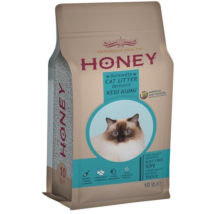 Honey Marseille Soap  Sabun Aromalı Kedi Kumu 10 LT, Bentonit Kedi Kumu, Honey