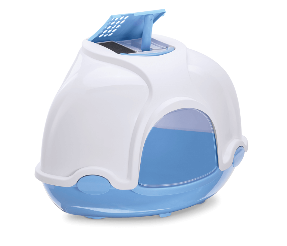 Imac Ginger Filtreli Köşe Kedi Tuvalet Kabı Mavi, Kapalı Kedi Tuvaletleri, IMAC