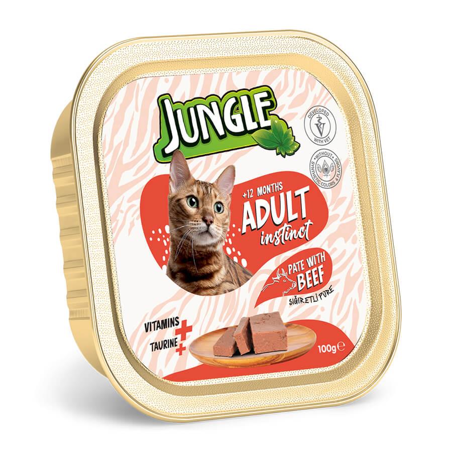 Jungle Biftekli Ezme Kedi Konserve Maması 100 gr, Yetişkin Kedi Yaş Mama, Jungle