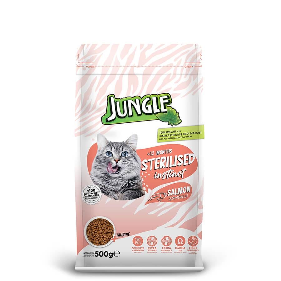 Jungle Sterilesed Somonlu Kısır Kedi Maması 500 Gr, Diyet ve Light Kedi Mamaları, Jungle