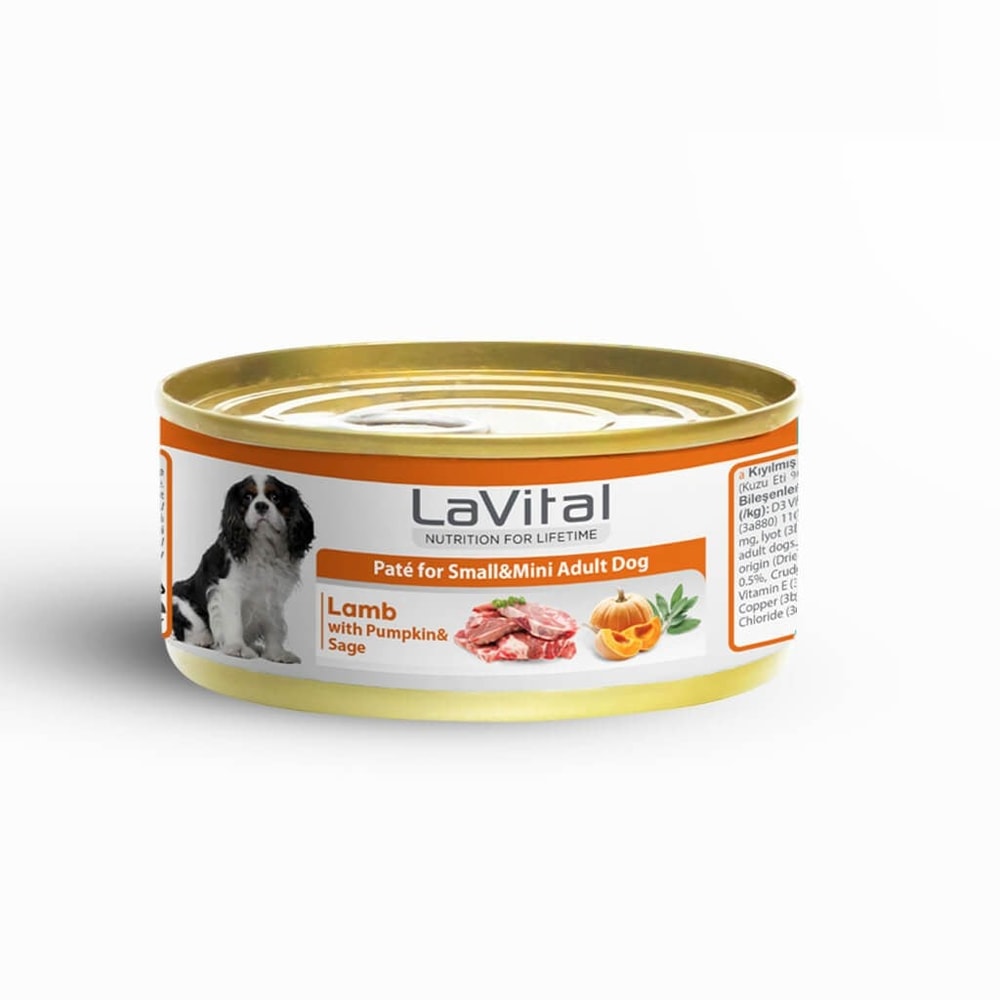 Lavital Kuzu Etli, Balkabaklı ve Adaçaylı Mini Irk Yetişkin Köpek Konservesi 85GR, KATEGORİSİZ, La Vital