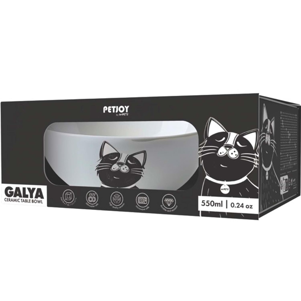 M-Pets Galya Seramik Mama Kabı 550 Ml, Seramik Mama ve Su Kabı, M-Pets