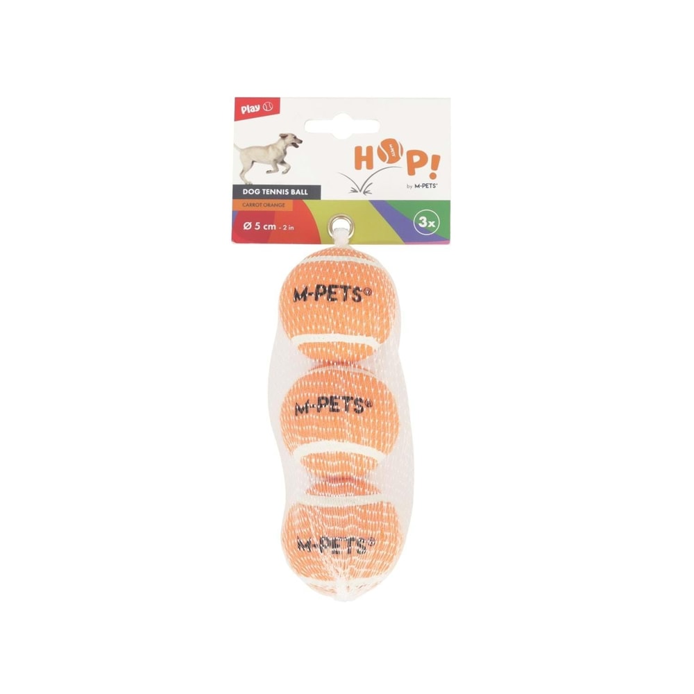 M-Pets Hop Tenis Topu Turuncu 5 Cm 3'lü, Köpek Ödül ve Oyun Topu, M-Pets
