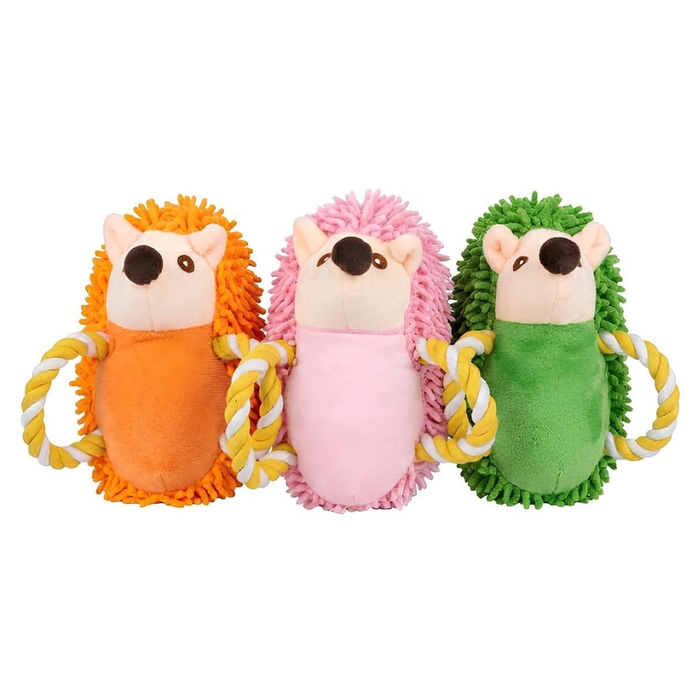 MerkoPets İpli Kirpi Sesli Peluş Köpek Oyuncağı 19x20cm, Kumaş ve Peluş Oyuncaklar, MerkoPets