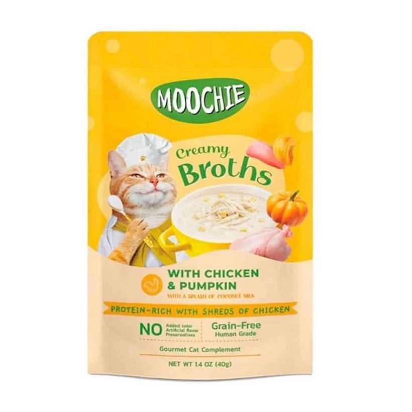 Moochie Çorba Kedi Ödülü Tavuk-Balkabağı 40 Gr, Kedi Ödül Maması, Moochie