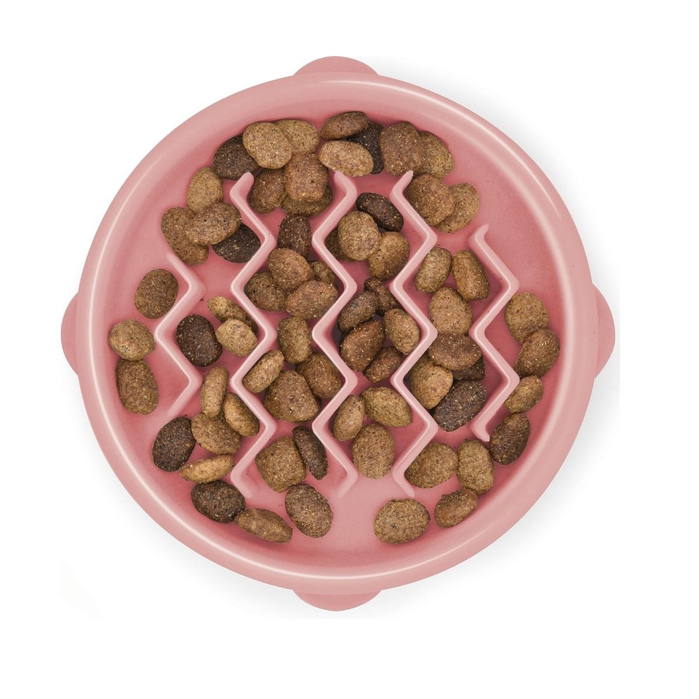 Outward Hound Fun Feeder Wave Yavaş Yeme Mama Kabı Small - Pembe, Plastik Mama ve Su Kapları, Petstages