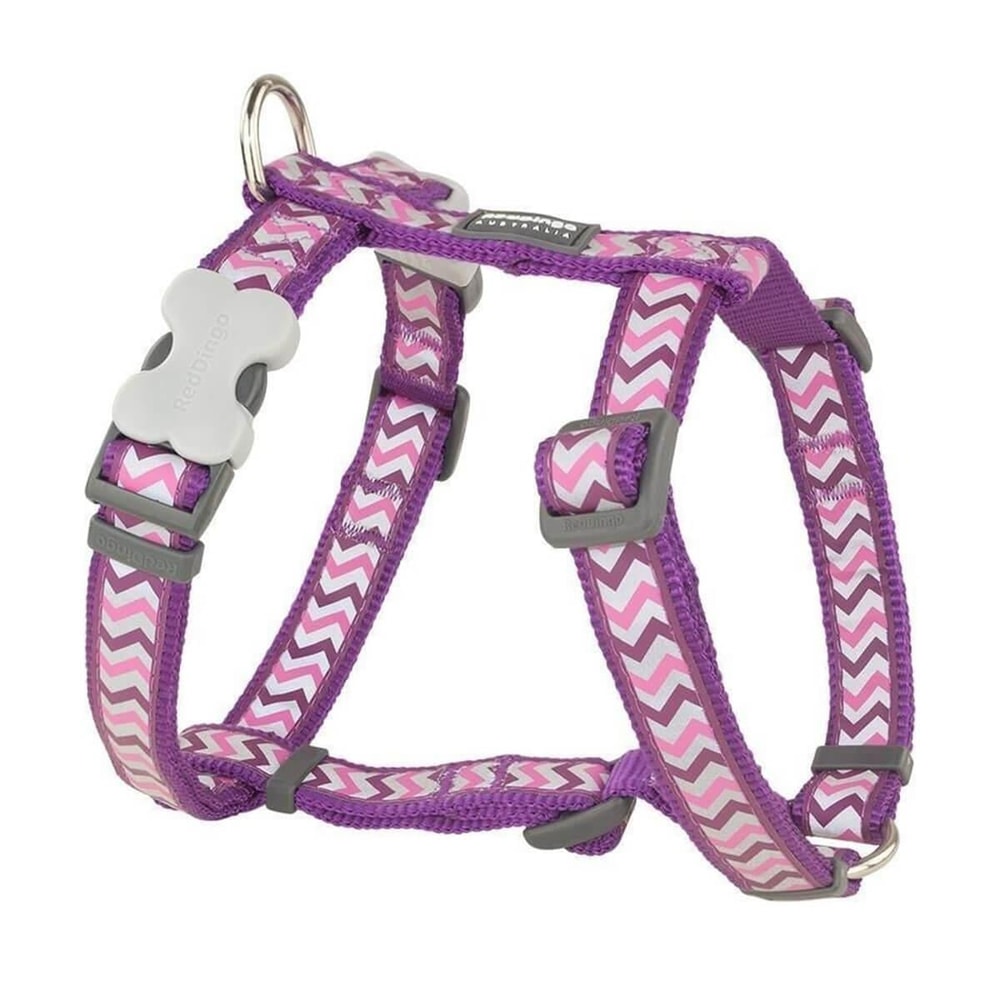Reddingo Reflektörlü Ziggy Desenli Göğüs Tasması 12 mm (Xs) Mor, Köpek Göğüs Tasması, Red Dingo