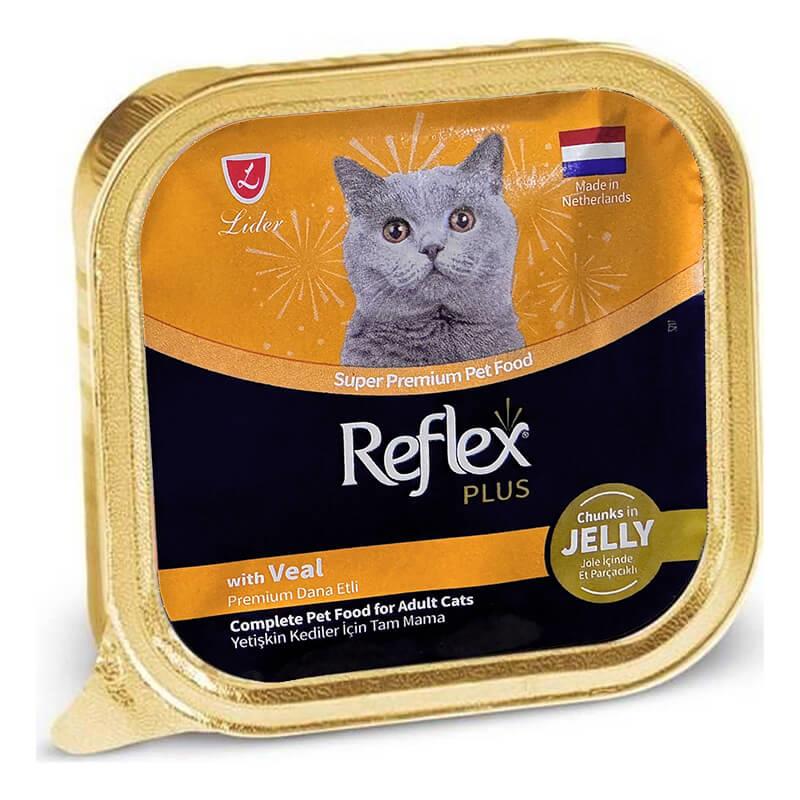 Reflex Plus Jöleli Dana Etli Kedi Konservesi 85 GR, Yetişkin Kedi Yaş Mama, Reflex