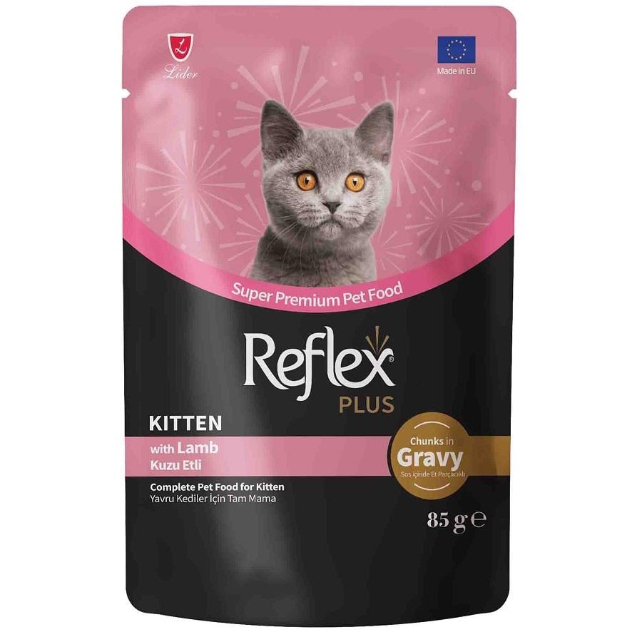 Reflex Plus Sos İçinde Kuzu Etli Yavru Kedi Konservesi 85gr, Yavru Kedi Yaş Mama, Reflex