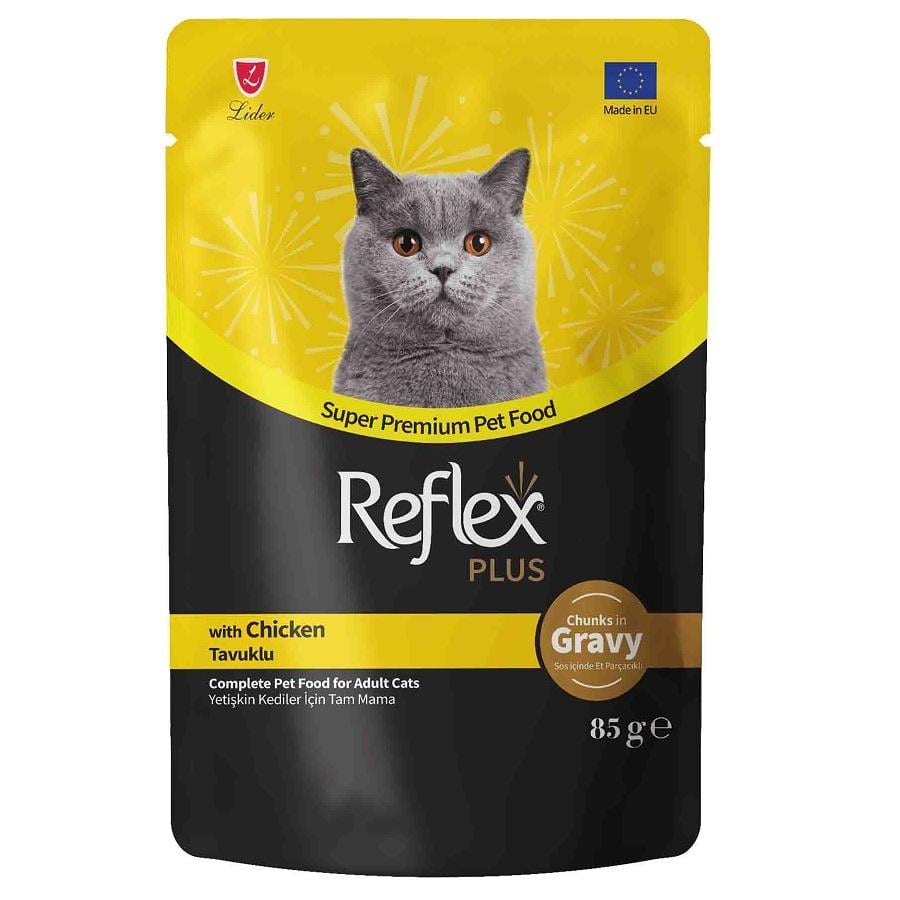 Reflex Plus Soslu Tavuk Etli Yetişkin Kedi Konservesi 85gr, Yetişkin Kedi Yaş Mama, Reflex