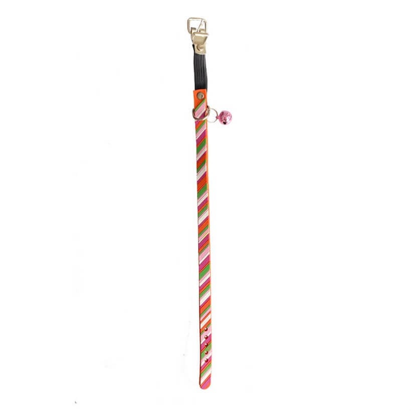 RoyalePets Lastikli Zilli Silikon Kedi Boyun Tasması Çizgili 30cm