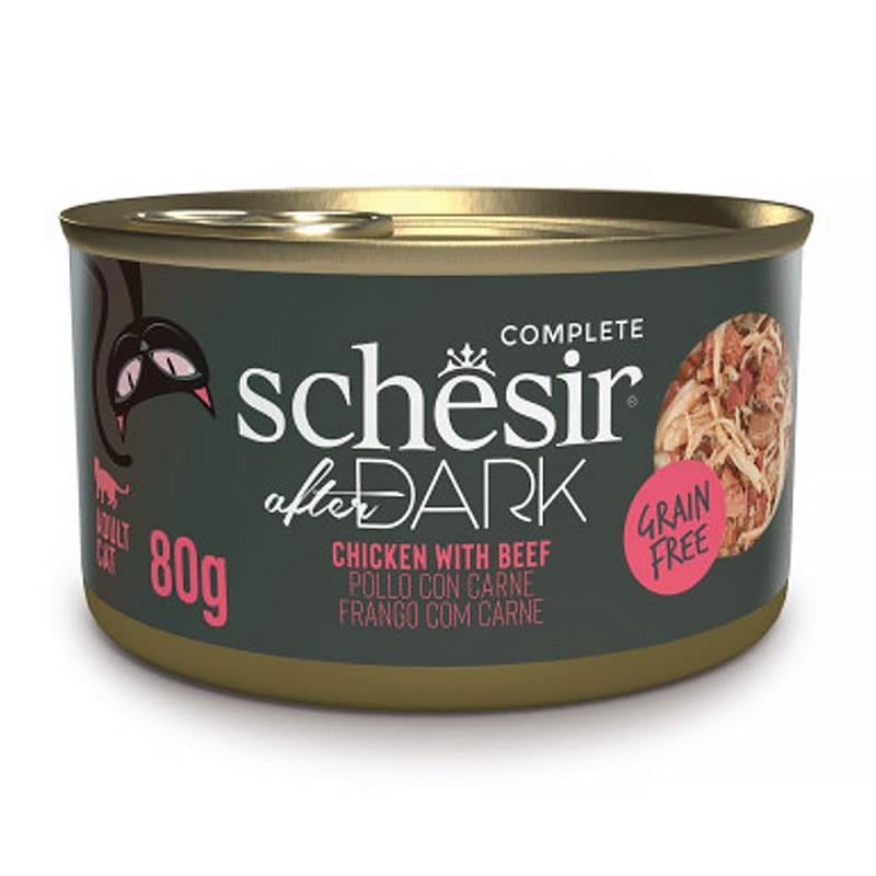 Schesir After Dark Tavuklu ve Sığır Etli Kedi Konservesi 80gr, Yetişkin Kedi Yaş Mama, Schesir