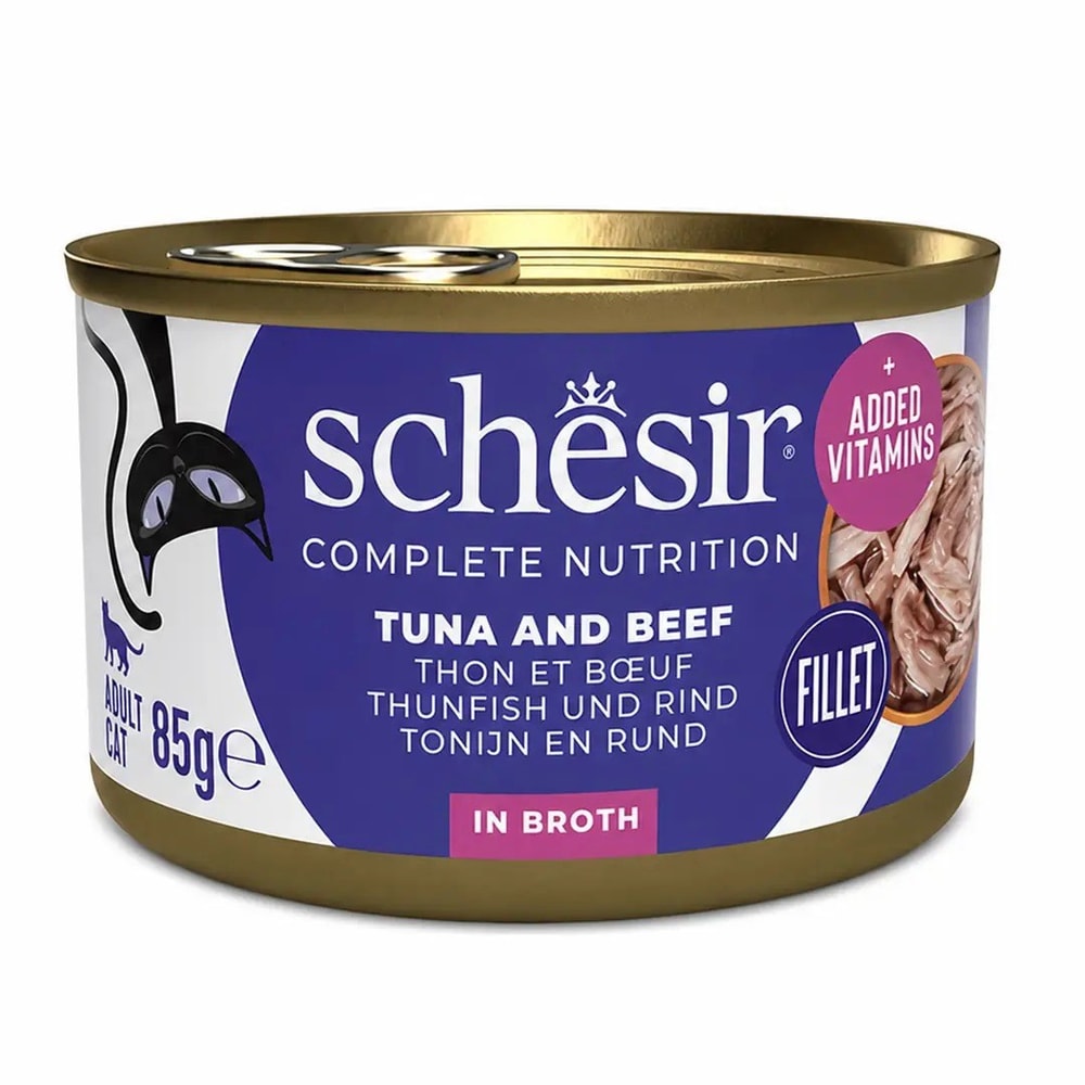 Schesir Ton Balıklı Sığır Etli Pirinçli Kedi Konservesi 85 Gr, Yetişkin Kedi Yaş Mama, Schesir
