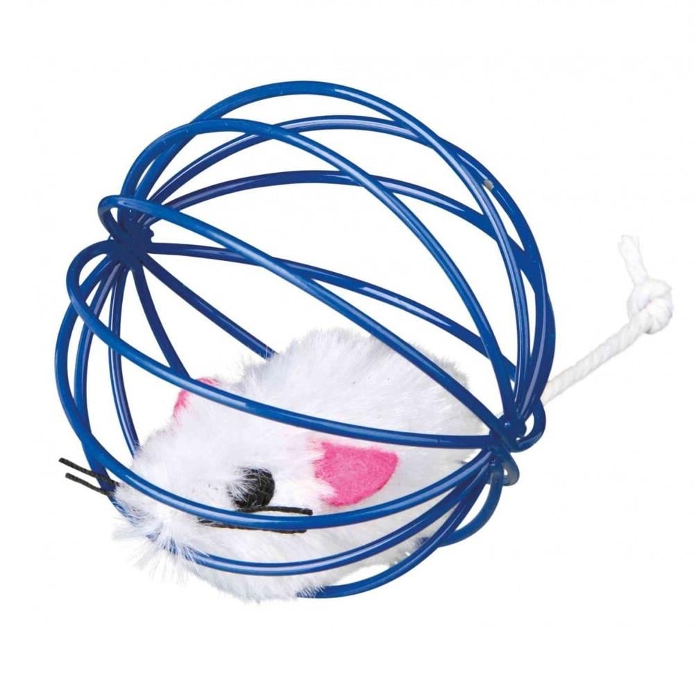 Trixie Kedi Top İçinde Fare Peluş Oyuncak 6cm Çeşitli Renklerde, Kedi Topu, Trixie