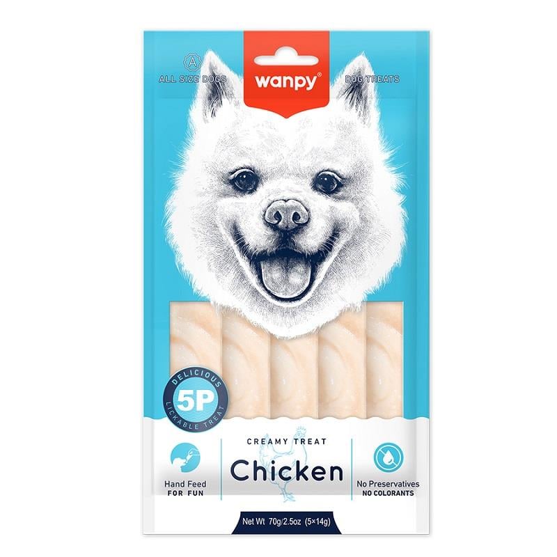 Wanpy Tavuklu Krema Köpek Ödülü 5x14 gr, Köpek Atıştırmalıkları, Wanpy