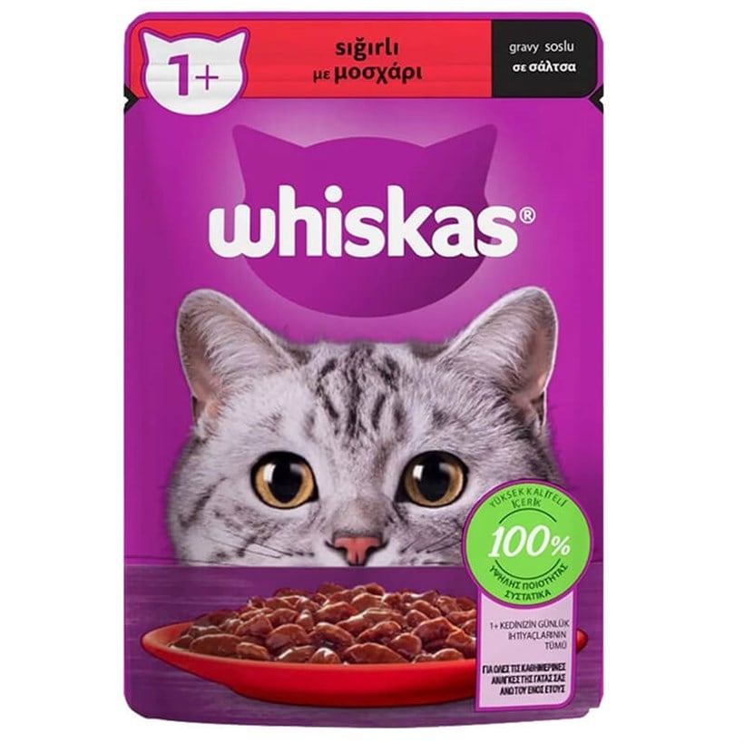 Whiskas Biftekli Yetişkin Konserve Kedi Maması 85 gr, Yetişkin Kedi Yaş Mama, Whiskas