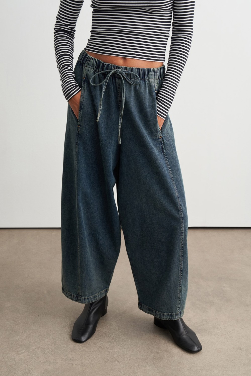 Beth Balon Paça Denim Pantolon Mavi