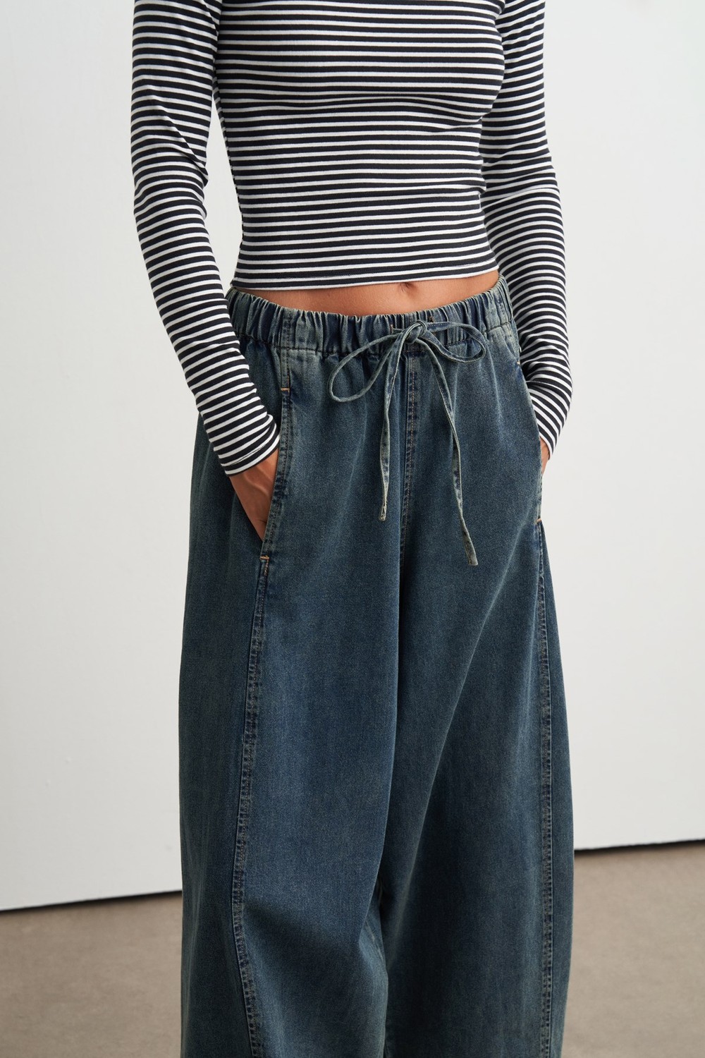 Beth Balon Paça Denim Pantolon Mavi