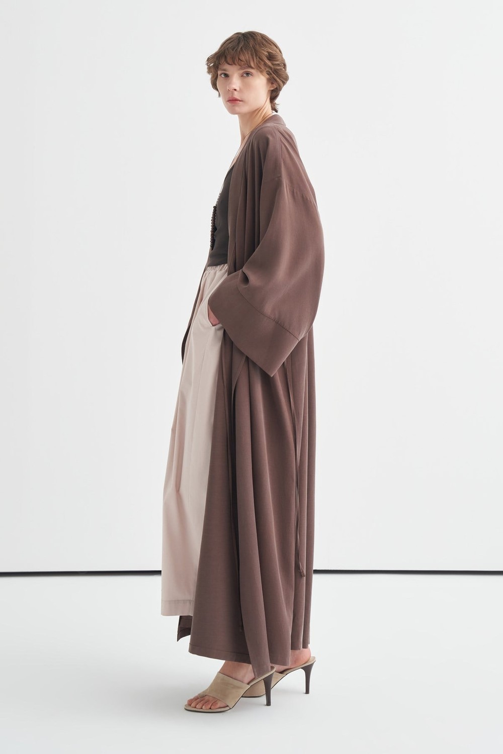 Carmen Tie Detail Kimono Brown