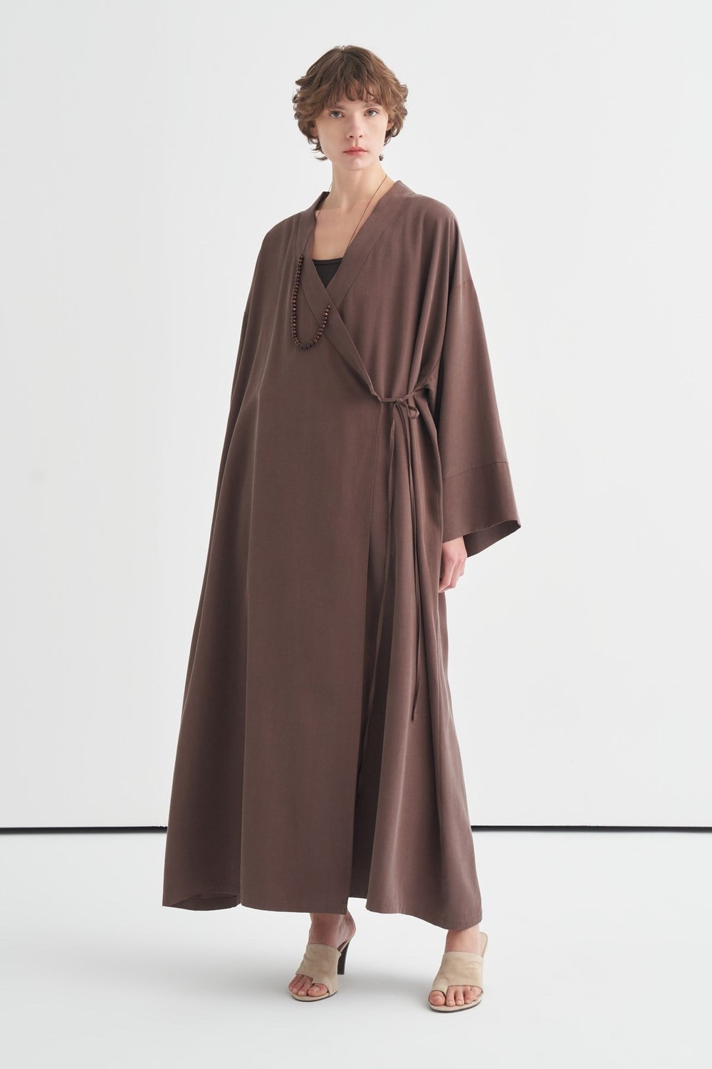 Carmen Tie Detail Kimono Brown