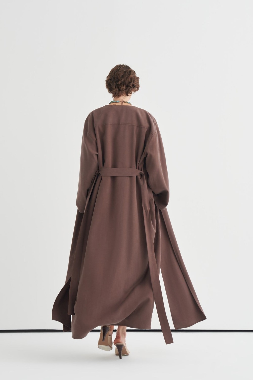 Daria Slit Detail Kimono Brown