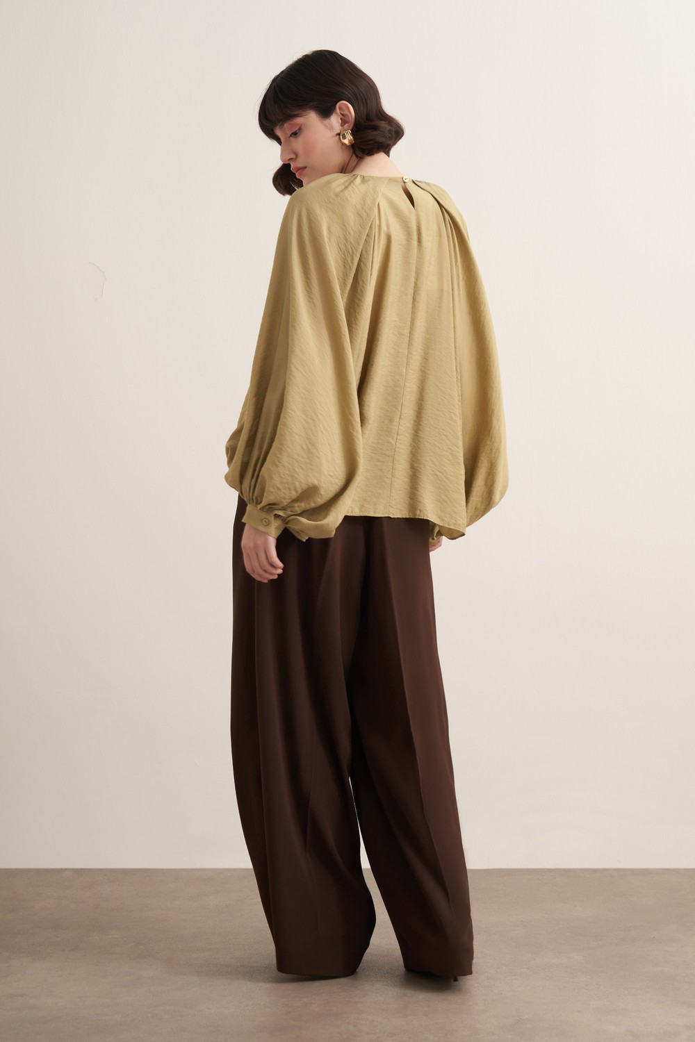 Dolares Balon Kol Bluz Olive