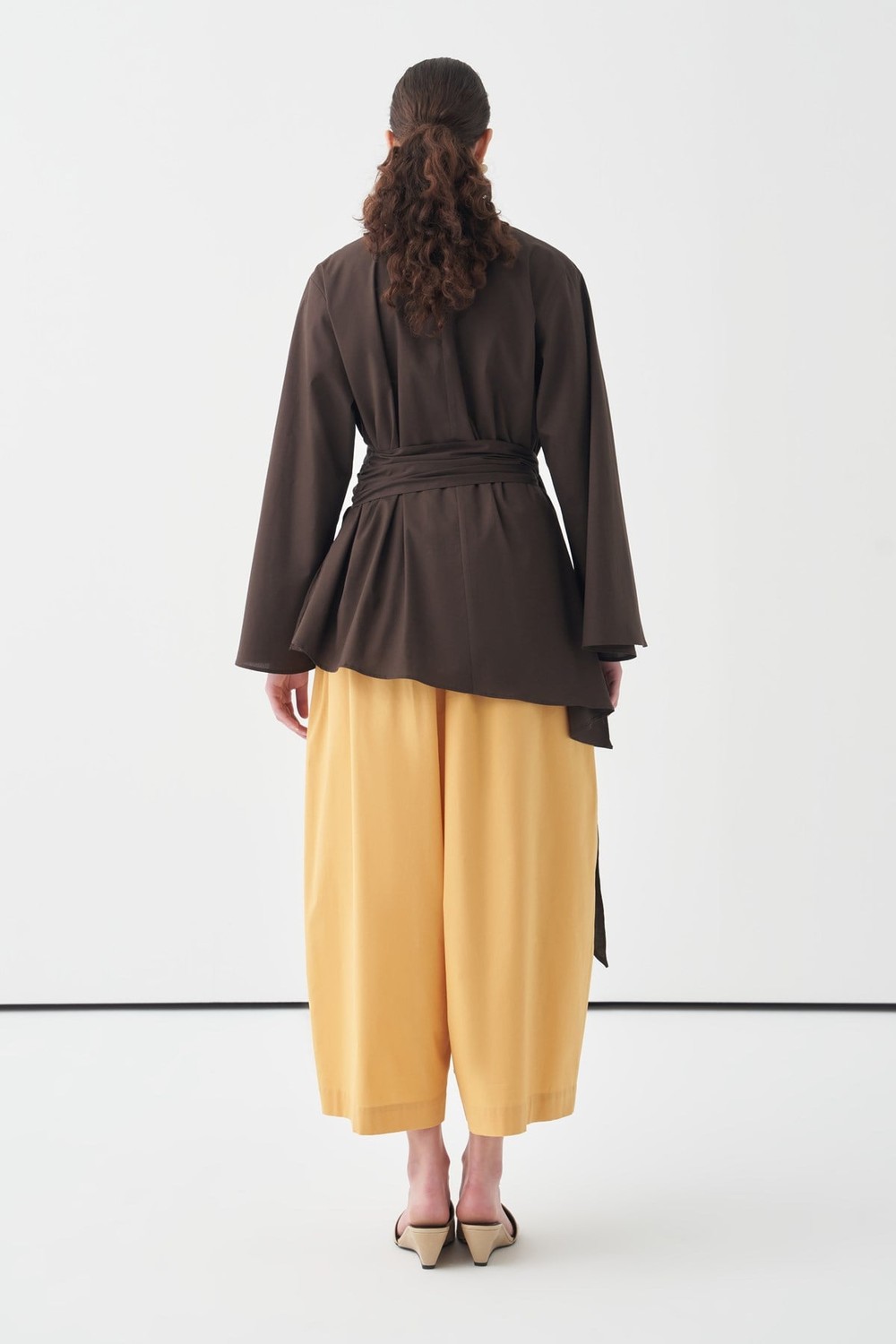 Fabia Belted Poplin Blouse Dark Brown