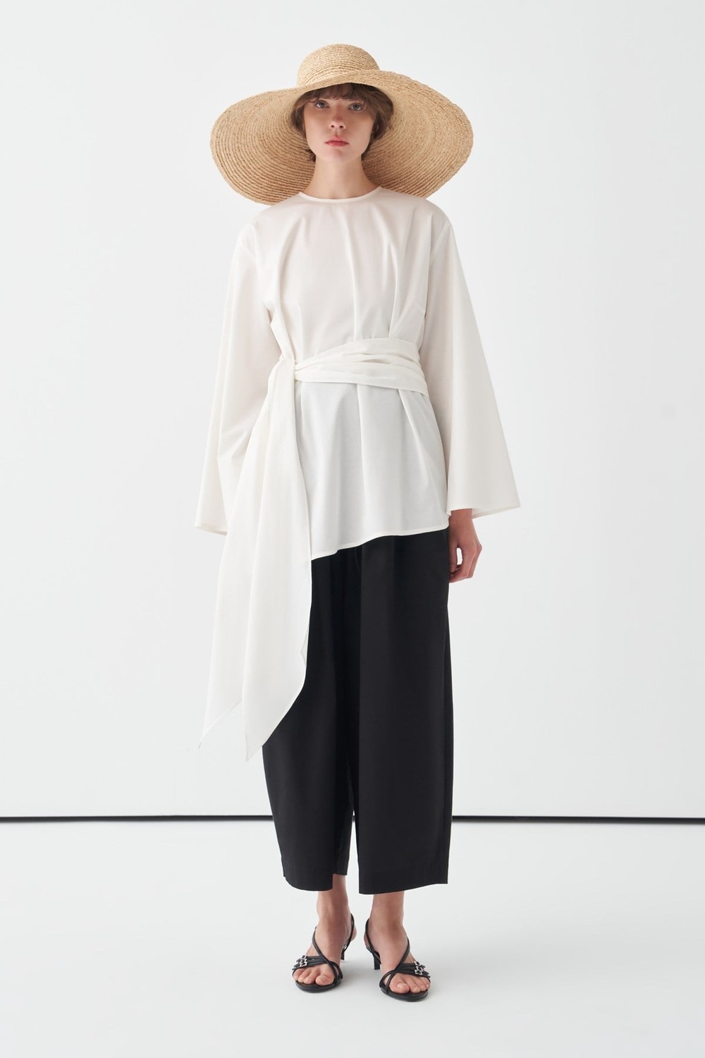 Fabia Belted Poplin Blouse White